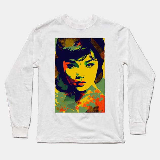 Vintage asian woman in pop-art style Long Sleeve T-Shirt by loucaski